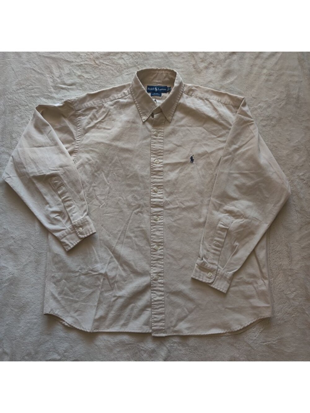 Ecru Polo Ralph Lauren Blake fit OCBD shirt pristine 90s vintage